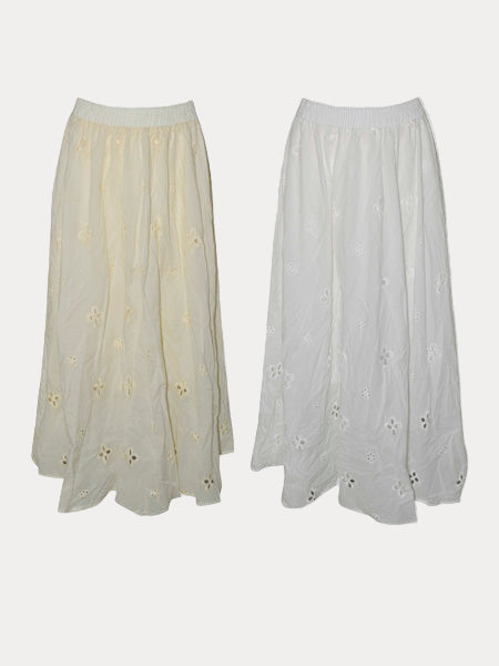 Eyelet Embroidered Maxi Skirt