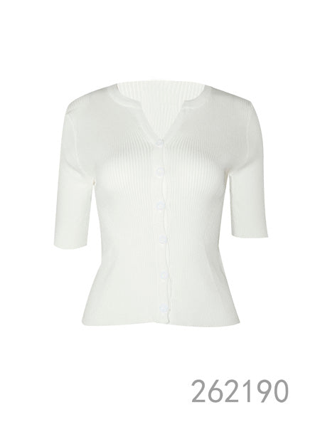 Ribbed Button Knit Top