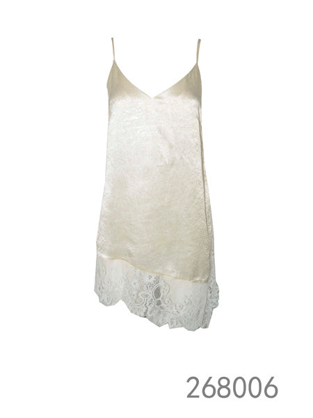 Satin Slip Dress with Lace Hem