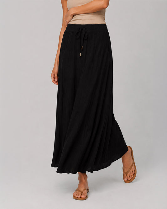 Drawstring Knit Maxi Skirt
