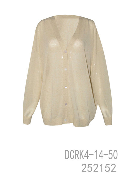 Lightweight Sheer Knit Button Cardigan – Beige
