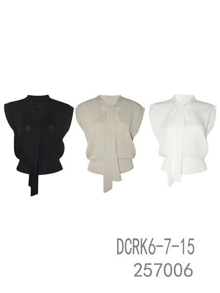 Tie-Neck Sleeveless Knit Top