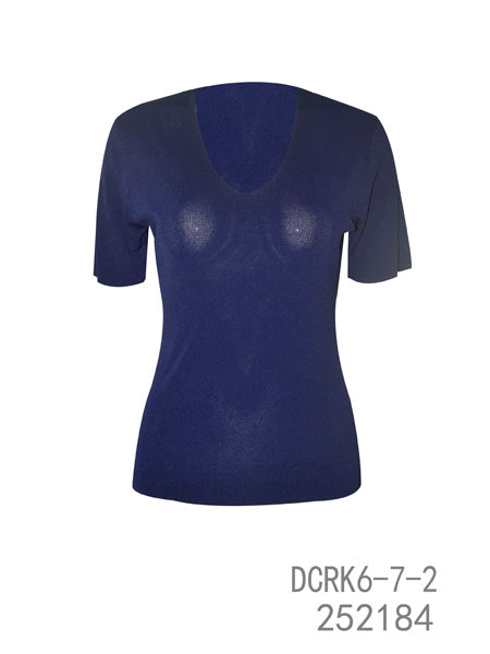 Deep V-Neck Fitted Knit Top