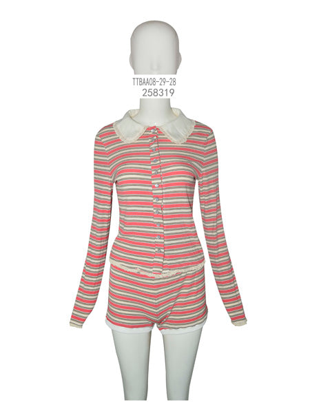 Striped Lounge Top and Shorts Set