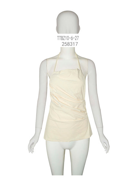 Ruched Backless Halter Top