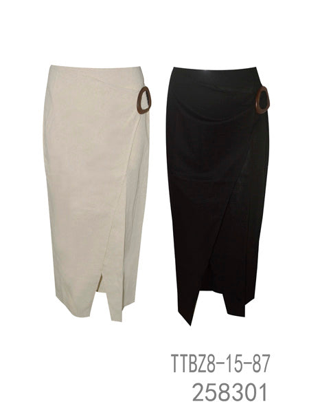 Buckle Detail Wrap Midi Skirt