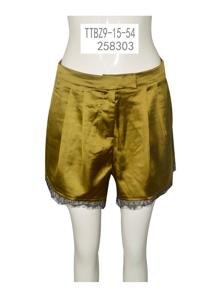 Lace-Trim Satin Shorts