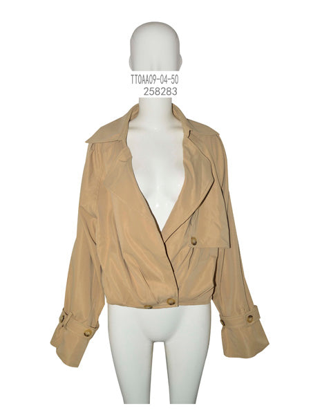 Cropped Double-Breasted Trench Jacket