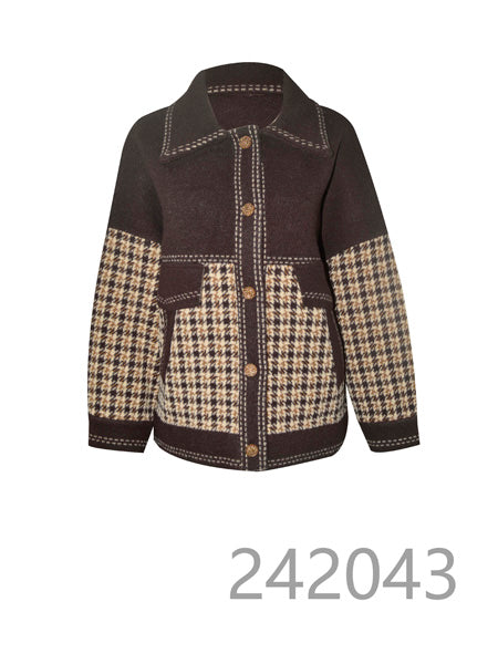 Brown Houndstooth Patch Jacket