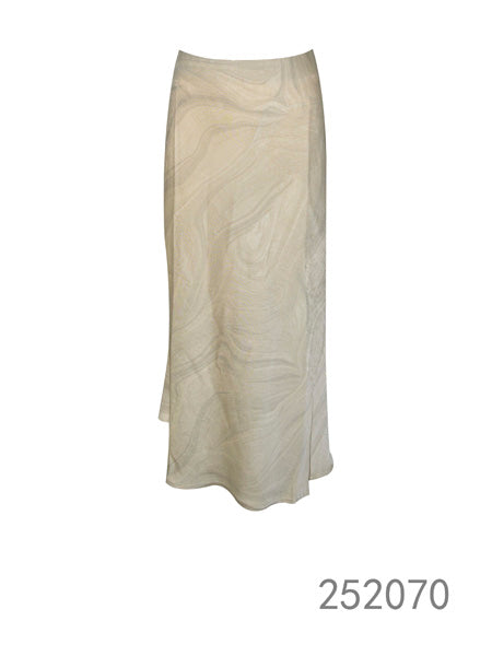 Satin Marble-Print Midi Skirt