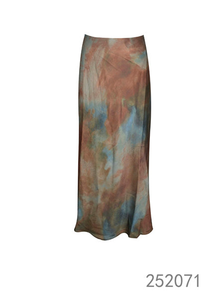 Satin Tie-Dye Midi Skirt