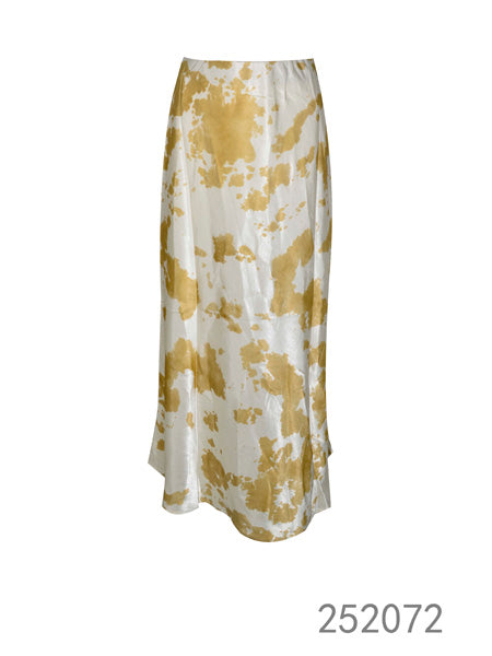 Satin Abstract Print Midi Skirt
