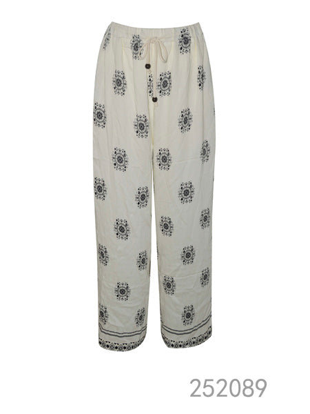 Printed Wide-Leg Drawstring Pants