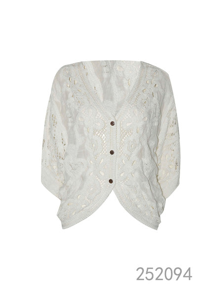 Lace V-Neck Buttoned Blouse