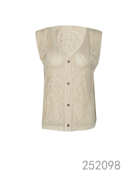 Sleeveless Crochet Button-Down Top