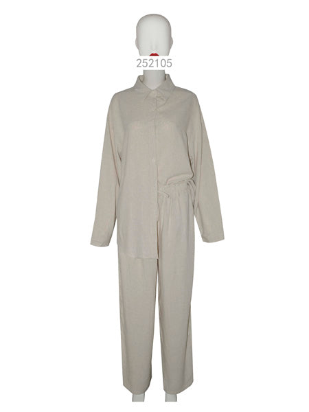 Beige Relaxed Fit Shirt &amp; Pants Co-ord Set