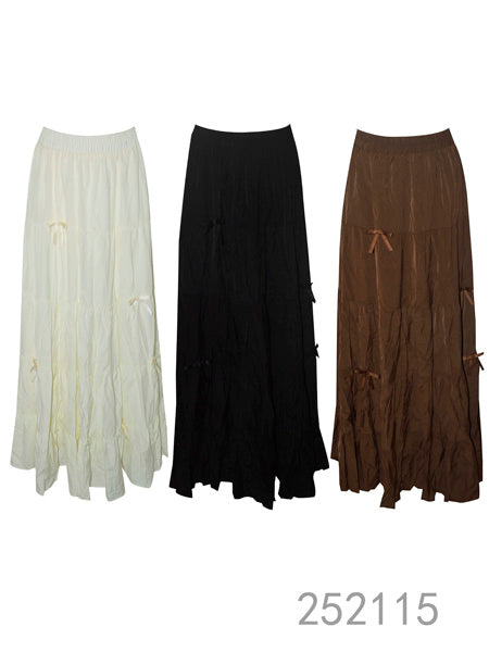 Tiered Maxi Skirt with Ribbon Detail