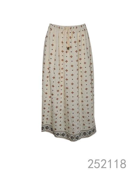 Printed Drawstring Maxi Skirt