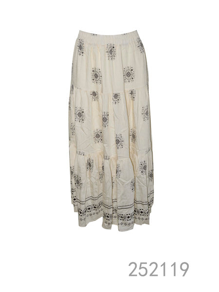 Embroidered Tiered Maxi Skirt