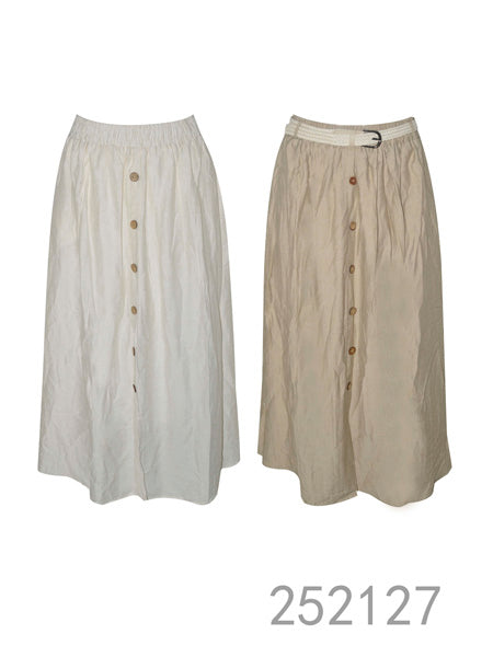 Button-Front A-Line Midi Skirt