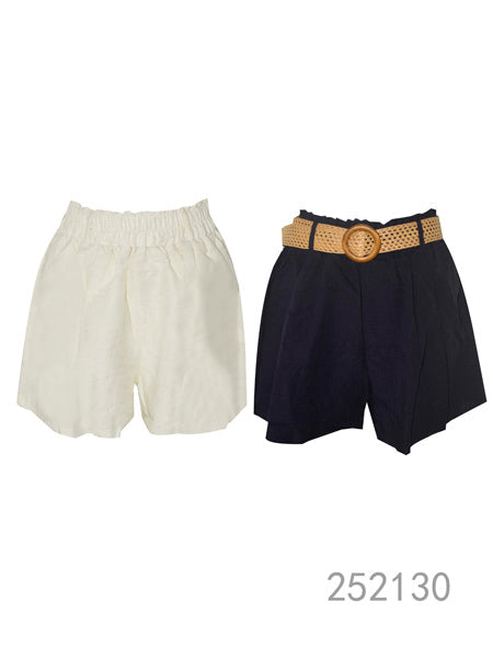 High-Waist Shorts with Elastic and Belt Detail