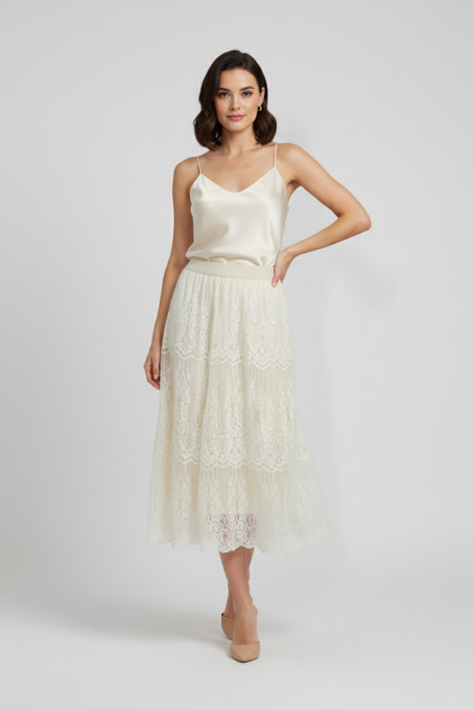 Scallop Lace Midi Skirt