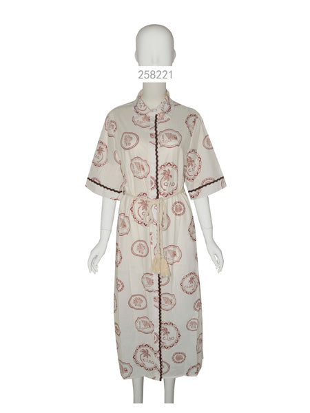Printed Kimono Shirt Dress