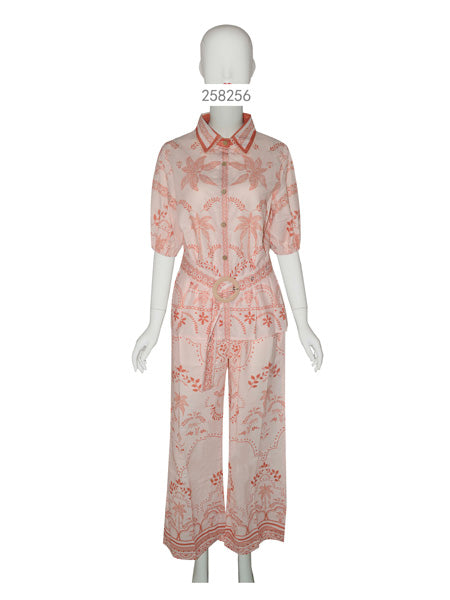Blush Embroidered Shirt & Pants Co-ord Set