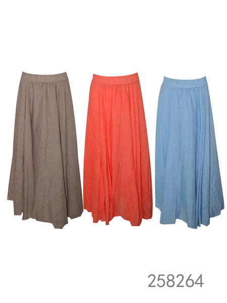 Solid Color Flowy Maxi Skirt