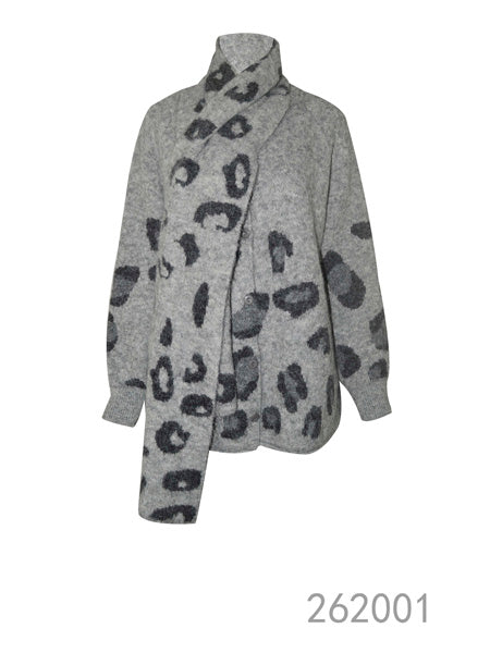 Leopard Knit Scarf Cardigan