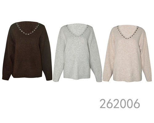 V-Neck Knit Pullover Sweater