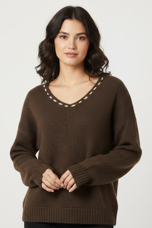 V-Neck Knit Pullover Sweater
