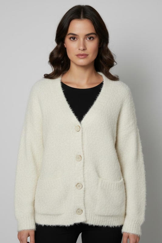 Button-Front Knit Cardigan