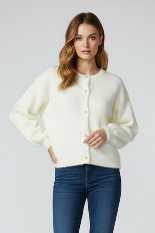 Soft Button-Front Knit Cardigan