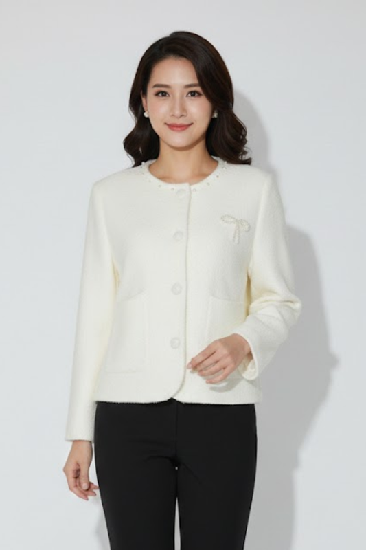 Embellished Button-Front Knit Cardigan