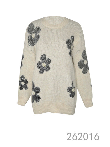 Floral Embellished Knit Sweater