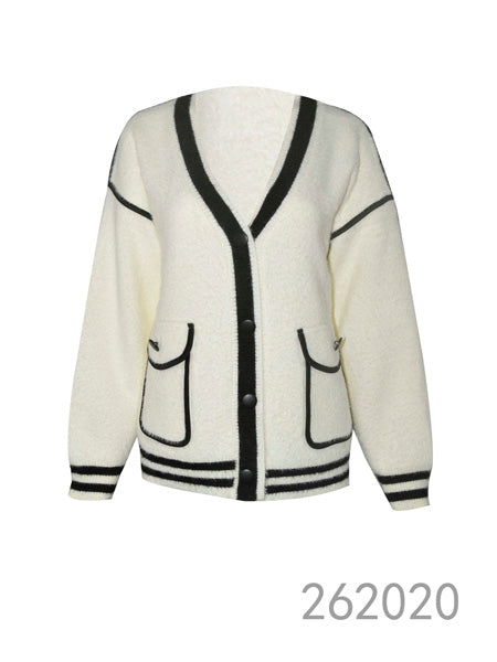 Contrast Trim Knit Cardigan
