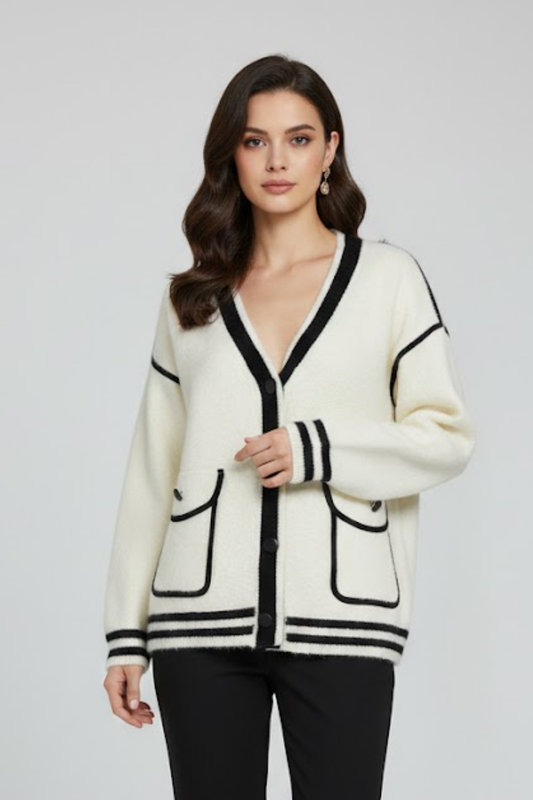 Contrast Trim Knit Cardigan