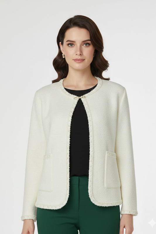 Pearl Trim Knit Cardigan