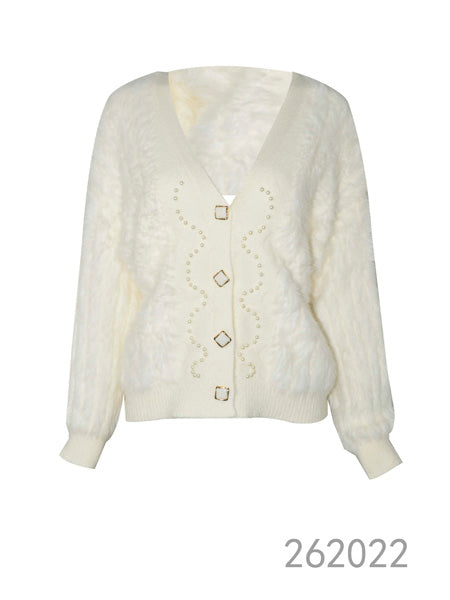 Embellished V-Neck Knit Cardigan