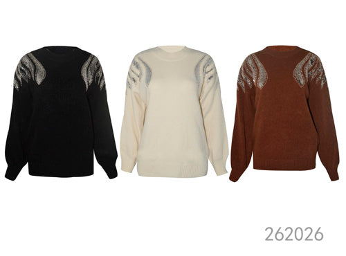 Embellished Shoulder Knit Sweater