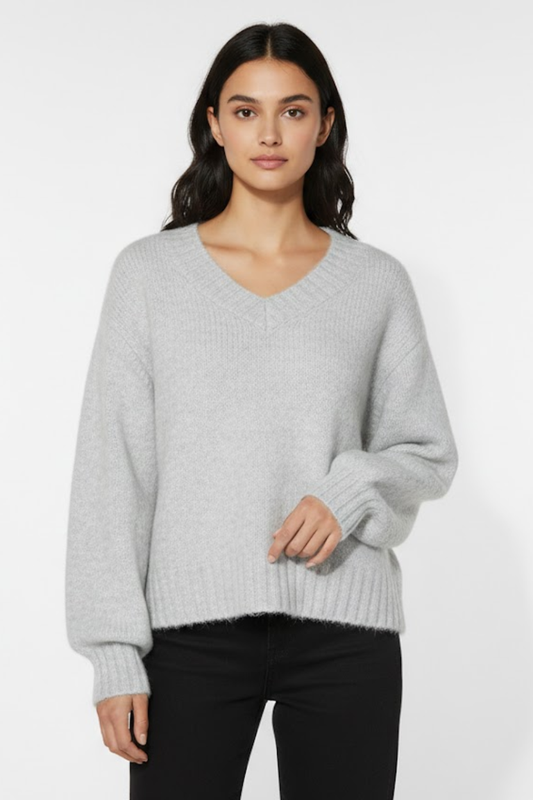 V-Neck Relaxed Knit Sweater