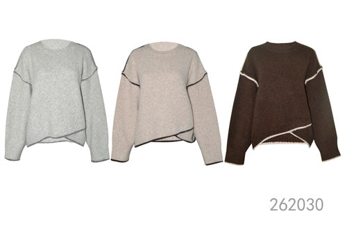 Contrast Seam Relaxed Knit Sweater