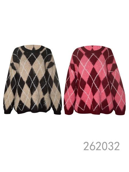 Argyle Knit Crewneck Sweater