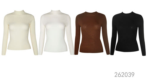 Slim Fit Ribbed Long Sleeve Knit Top
