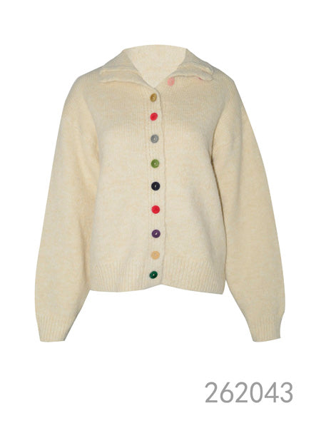 Button-Front Knit Cardigan with Colorful Buttons