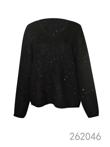 Sparkle V-Neck Knit Sweater