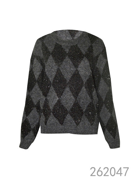 Sparkle Argyle Knit Sweater