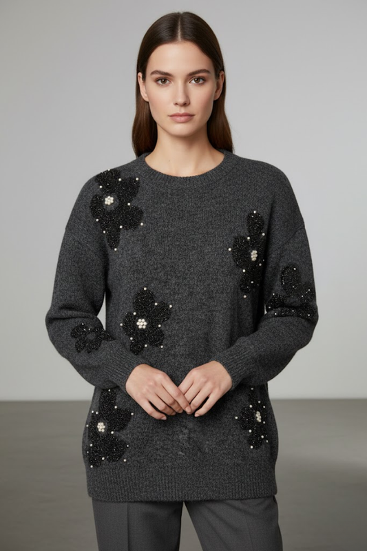 Sparkle Floral Knit Sweater
