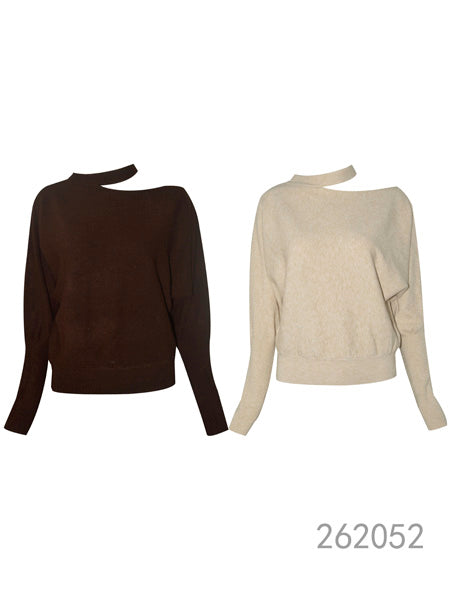 Asymmetric Neck Knit Sweater